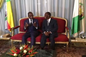 Entretien du président béninois Patrice Talon et son homologue ivoirien, Alassane Ouattara, le 11 janvier 2017 à Abdijan. © Capture écran / Compte Twitter de la présidence ivoirienne
