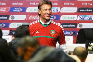 Hervé Renard après avoir été désigné le nouvel entraîneur de l’équipe de football marocaine, à Rabbat, le 16 février 2016. © Senna/AFP