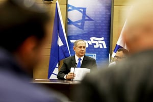 Benyamin Netanyahou lors d’une réunion du groupe parlementaire du Likoud, le 2 janvier, à la Knesset. © GALI TIBBON/AFP