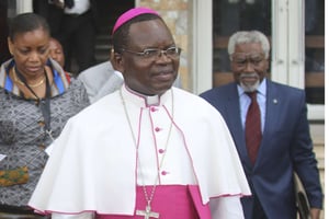 Mgr Marcel Utembi, le 21 décembre 2016 à Kinshasa (RDC). © John Bompengo/AP/SIPA
