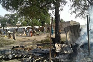 Le camp de déplacés bombardé par erreur par l’armée nigériane dans la ville de Rann dans le nord-est du Nigeria le 17 janvier 2017. © Medecins Sans Frontieres/AP/SIPA