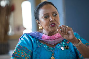 La ministre des Affaires étrangères du Kenya, Amina Mohamed, le jeudi 26 janvier 2016 à Addis-Abeba. © Zakarias  Abubeker pour J.A