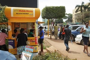 Un point de vente de banque mobile de l’opérateur MTN en Ouganda le 29 septembre 2016 © Stephen Wandera/AP/SIPA