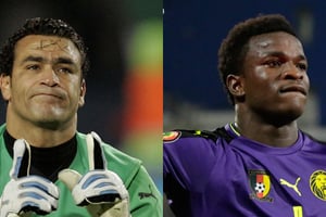 Le Camerounais Fabrice Ondoa, âgé de 21 ans, joue actuellement en Espagne. © Antonio Calanni/Sunday Alamba/AP/SIPA