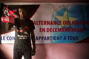 Carbone Beni, 25 ans, coordinateur national du mouvement de jeunes citoyens congolais Filimbi, à Kinshasa, le 26 septembre 2016. © Gwenn Dubourthoumieu/JA