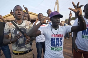 A Serrekunda en Gambie, le 19 janvier 2017, après la prestation de serment d’Adama Barrow. © Jerome Delay/AP/SIPA