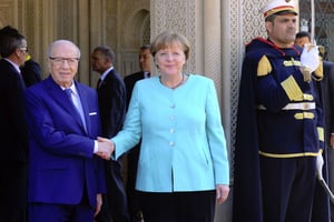 Angela Merkel et Béji Caïd Essebsi à Tunis, le 3 mars 2017. © Hassene Dridi/AP/SIPA