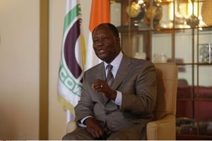 Le président ivoirien Alassane Ouattara. © Schalk van Zuydam/AP/SIPA