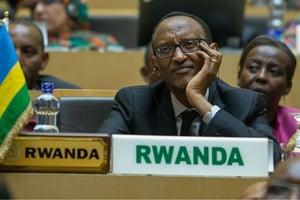 Paul Kagame, le président rwandais, à l’ouverture de la cérémonie du 26e sommet de l’Union africaine à Addis Abeba, en Éthiopie, le 30 janvier 2016. © Mulugeta Ayene/AP/SIPA
