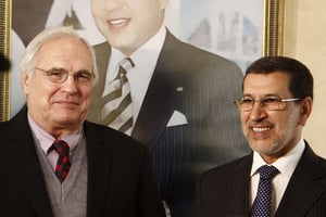 L’émissaire spécial de l’ONU, Christopher Ross, et l’ex-ministre des affaires étrangères marocain Saadeddine El Othmani. © Paul Schemm/AP/SIPA