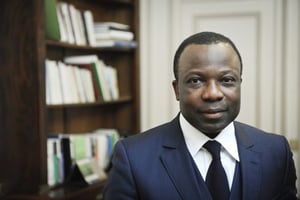 Jules-Armand Aniambossou, ambassadeur du Bénin en France, à Paris, le 25 février 2015. © Vincent Fournier/JA