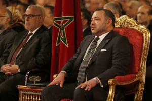 Mohammed VI et Abdelilah Benkirane à Casablanca au Maroc en 2014. © Abdeljalil Bounhar/AP/SIPA