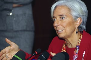 Christine Lagarde, directrice générale du FMI, lors d’une rencontre à Tunis, le 2 février 2012. © Hassene Dridi/AP/SIPA
