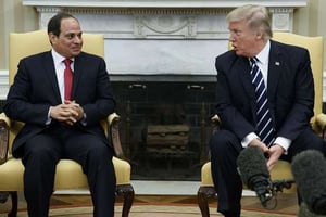Donald Trump et Abdel Fattah al-Sissi à la Maison Blanche le 3 avril 2017. © Evan Vucci/AP/SIPA
