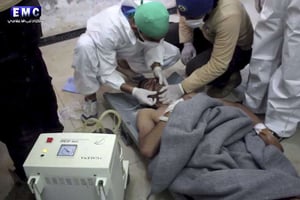 Victime de l’attaque chimique dans la ville de Khan Sheikhoun, dans la province d’Idlib (nord ouest), en Syrie le 4 avril 2017. © AP/SIPA