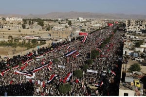 Rassemblement houtiste le 12 octobre 2016 à Saana au Yémen © Hani Mohammed/AP/SIPA