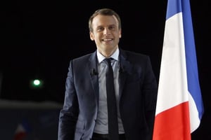 Emmanuel Macron lors de son meeting à Marseille, le 1er avril 2017. © Claude Paris/AP/SIPA