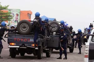 Des forces de police congolaises à Kinshasa le 20 septembre 2016. © John bompengo/AP/SIPA