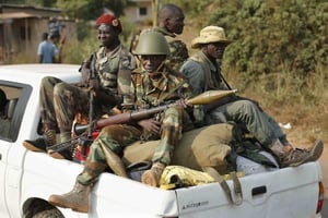 Des membres de l’ex-rébellion de la Séléka, en Centrafrique, en janvier 2014. © Jerome Delay/AP/SIPA