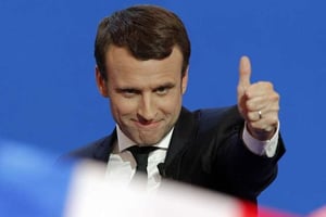 Emmanuel Macron à Paris le 23 avril 2017. © Christophe Ena/AP/SIPA