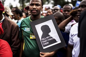 Manifestation contre Jacob Zuma, le 12 avril à Pretoria. © MARCO LONGARI/AFP