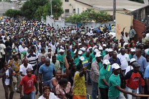 Une manifestation à Libreville en 2012. © Joel Bouopda Tatou/AP/SIPA