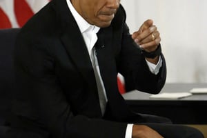 L’ancien président des États-Unis Barack Obama à Chicago le 3 mai 2017. © Nam Y. Huh/AP/SIPA