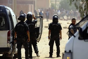 Affrontements entre manifestants et forces de l’ordre à Tataouine le 22 mai 2017. © Hatem Kefi/AP/SIPA