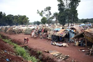 Un camp de réfugiés à proximité de la ville de Bria, en Centrafrique, le 26 mai 2017. © Cassandra Vinograd/AP/SIPA