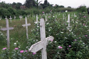 Un cimetière de Kisangani où sont enterrées des victimes d’un conflit de 2002 entre milices (image d’illustration). © CHRISTINE NESBITT/AP/SIPA