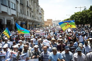 Rabat, le 11 juin. Manifestation de soutien à la contestation dans le Rif. © Stringer/Anadolu Agency/AFP
