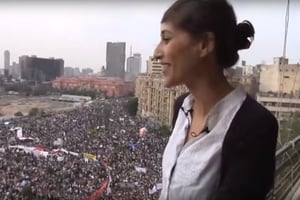 Ahlem Gharbi en 2011 au Caire pendant la révolution égyptienne. © Capture d’écran/Youtube/Ministère des Affaires étrangères