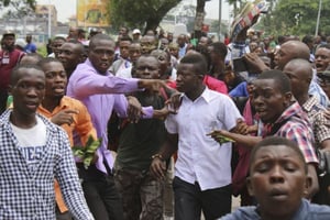 Rassemblement de partisans d’Étienne Tshisekedi après la mort de ce dernier, à Kinshasa, le 2 février 2017. © John bompengo/AP/SIPA