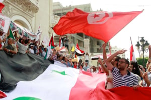 Manifestation pro-syrienne à Tunis, le 30 août 2013. © Amine Landoulsi/AP/SIPA