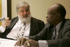 Chuck Blazer (g.) et Jack Warner, en 2008 à Miami. © Wilfredo Lee/AP/SIPA