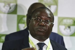 Christopher Msando, le 6 juillet 2017, lors d’une conférence de presse à Nairobi, au Kenya. © AP/SIPA