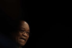 Le président sud-africain Jacob Zuma lors d’un discours à Johannesburg, en juillet 2017. © Themba Hadebe/AP/SIPA