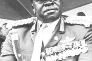 Idi Amin Dada (Ouganda), Président de 1971 à 1979. © Archives JA