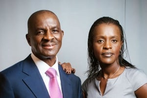 Jean Kacou Diagou, président du groupe NSIA, et sa fille Janine, directrice générale, présentée comme son successeur © Jean-Marie Heidinger/ HansLucas