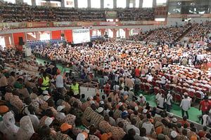 Plus de 10 000 personnes étaient rassemblées au congrès du RDR à Abidjan en septembre 2017. © Anna Sylvestre-Treiner / Jeune Afrique