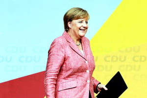 Angela Merkel lors d’un meeting électoral dans le Landde Hesse, le 26 août. © Luo Huanhuan/CHINE NOUVELLE/SIPA