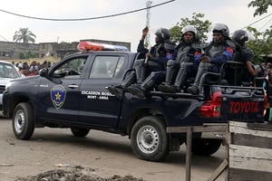 Des éléments de la police congolaise à Kinshasa, le 17 mai 2017. Photo d’illustration. © John Bompengo/AP/SIPA