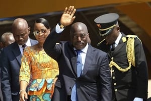 Le président Joseph Kabila en juin 2016 à Kindu. © John Bompengo/AP/SIPA