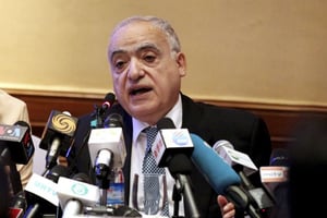 L’émissaire de l’ONU pour la Libye, Ghassan Salamé, lors d’une conférence de presse en mars 2017. © Thein Zaw/AP/SIPA