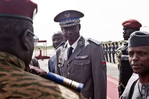 Le général burkinabè Gilbert Diendéré, leader présumé du coup d’Etat manqué à Ouagadougou, au Burkina Faso, le 23 septembre 2015. © STR/AP/SIPA