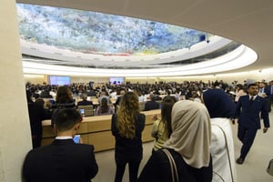 Ouverture de la 36e session du Conseil des droits de l’homme à Genève, le 11 septembre 2017. © Laurent Gillieron/AP/SIPA