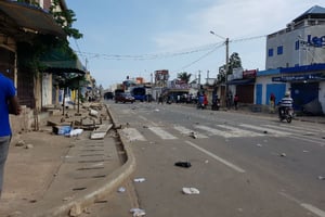 Une rue de Lomé après les échauffourées entre les forces de l’ordre et l’opposition, le jeudi 5 octobre 2017. © Edmond d’Almeida pour JA