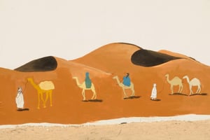 Peinture murale au monument de la Paix à Tombouctou, au Mali. © Renaud Van Der Meeren / Les Editions du Jaguar