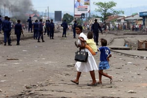 Lors des manifestations durement réprimées du 19 septembre 2016, à Kinshasa. © John Bompengo/AP/SIPA