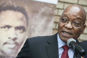 Le président sud-africain Jacob Zuma à Pretoria lors du 40e anniversaire de la mort du militant anti-apartheid Steve Biko, le 12 septembre 2017. © AP/SIPA
